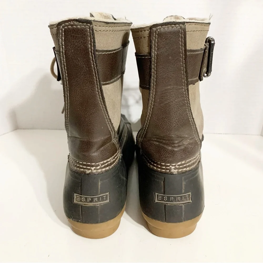 Vintage Esprit Suede Leather and Rubber Duck Boots Lace-up Fleece Lined Winter❄️ - Picture 5 of 9